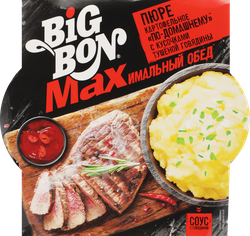 Пюре картофельное BIGBON Готовый обед По-домашнему, с кусочками тушеной  говядины, 110г, детальное фото