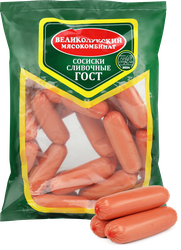 Сосиски МК ВЕЛИКОЛУКСКИЙ Сливочные ГОСТ, 650г, изображение