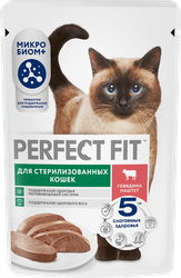 Корм консервированный для кошек Perfect Fit Sterile паштет с говядиной для стерилизованных, 75г, картинка