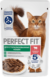 Корм консервированный для кошек Perfect Fit Sterile с говядиной в соусе для стерилизованных, 75г, фото