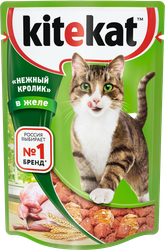 Корм консервированный для взрослых кошек KITEKAT Нежный кролик в желе, 85г, фото