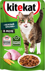 Корм консервированный для кошек Kitekat Нежный кролик в желе, 85г, фото