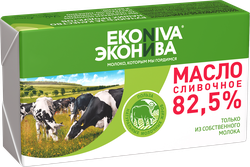 Масло сливочное ЭКОНИВА Традиционное 82,5%, без змж, 350г, крупный план