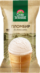 Мороженое СЕЛО ЗЕЛЁНОЕ Пломбир ванильный 15%, без змж, вафельный стаканчик, 90г, изображение