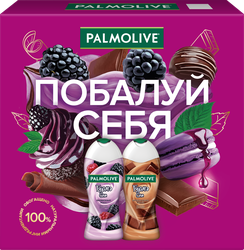 Набор подарочный PALMOLIVE Крем-гель для душа Ежевичный мусс, 250мл + Крем-гель для душа Шоколадная Вуаль, 250мл, крупный план