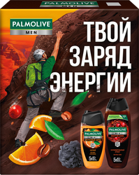 Набор подарочный PALMOLIVE Гель для душа Энергия кофе, 500мл + Гель для душа Цитрусовый заряд Бодрящий, 250мл + Мочалка, фотография