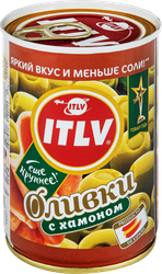 Оливки с хамоном ITLV зеленые фаршированные, 314мл, крупный план