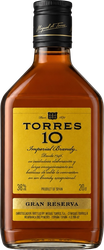Бренди TORRES 10 Gran Reserva 38%, 0.2л, крупный план