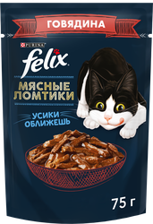 Корм влажный для взрослых кошек FELIX Мясные ломтики Говядина, 75г, картинка
