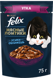 Корм влажный для взрослых кошек FELIX Мясные ломтики Утка, 75г, фото