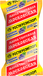 Масса творожная РОСТАГРОЭКСПОРТ Московская с сахаром и изюмом 20%, без змж, 90г, детальное фото