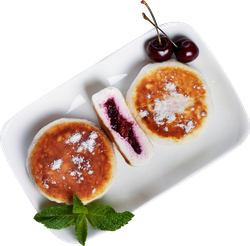 Сырники ЛЕНТА FRESH с вишневой начинкой, весовые, крупный план