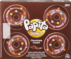 Кекс PAPITA Donut с какао глазурью, шоколадной начинкой и цветным драже, 160г, фотография