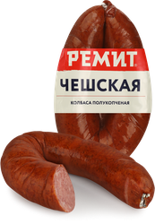 Колбаса полукопченая РЕМИТ Чешская, кольцо, 400г, фото