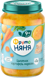 Пюре мясо-растительное ФРУТОНЯНЯ Картофель и морковь с цыпленком, с 9 месяцев, 190г, детальное фото