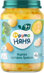 Изображение товара Пюре мясо-растительное ФРУТОНЯНЯ Картофель с овощами и индейкой, с 9 месяцев, 190г