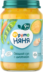 Изображение товара Суп-пюре ФРУТОНЯНЯ Овощной с цыпленком 190г для малышей с 9 месяцев