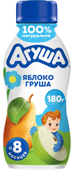 Йогурт питьевой детский АГУША Яблоко, груша 2,7%, с 8 месяцев, без змж, 180г, детальное фото