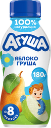 Йогурт питьевой детский АГУША Яблоко, груша 2,7%, с 8 месяцев, без змж, 180г, фото