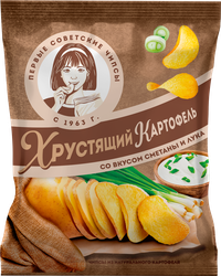 Чипсы картофельные ХРУСТЯЩИЙ КАРТОФЕЛЬ со вкусом сметаны и лука, ломтики, 70г, картинка