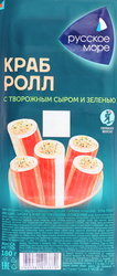 Крабовые палочки РУССКОЕ МОРЕ Краб-ролл с сыром и зеленью, имитация, 180г, изображение