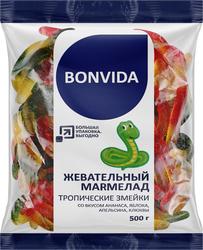 Мармелад жевательный BONVIDA Тропические змейки, 500г, картинка