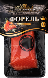 Форель холодного копчения ДАРЫ ОКЕАНА филе-кусок на коже, 150г, детальное фото