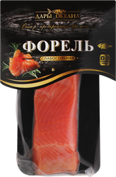Форель слабосоленая ДАРЫ ОКЕАНА филе-кусок с кожей, 150г, крупный план