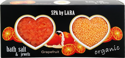 Набор подарочный женский SPA BY LARA Грейпфрут: Соль для ванн, 160г + Жемчужины увлажняющие для ванн, 100г, вид