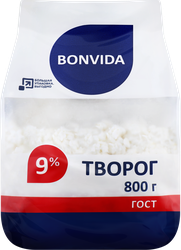 Творог BONVIDA 9%, без змж, 800г, детальное фото