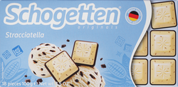 Шоколад белый SCHOGETTEN Stracciatella с кусочками обжаренных какао-бобов и темным шоколадом, 100г, вид