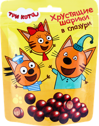 Хрустящие шарики ТРИ КОТА в шоколадной глазури, 75г, картинка