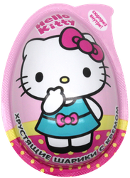 Хрустящие шарики HELLO KITTY с кремом и игрушкой, в капсуле в форме яйца, 15г, картинка