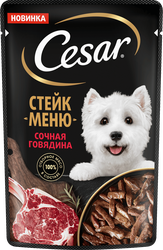 Корм влажный для собак CESAR Стейк Сочная говядина, 80г, фото