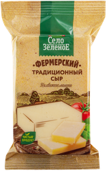 Сыр СЕЛО ЗЕЛЕНОЕ Традиционный Фермерский 40%, без змж, 200г, крупный план
