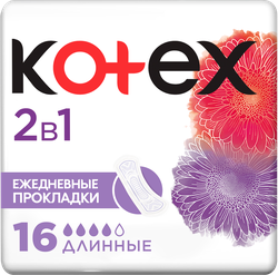 Прокладки ежедневные KOTEX 2в1 длинные, 16шт, фото