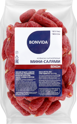 Колбаски сырокопченые BONVIDA Мини-салями со вкусом бекона, 500г, картинка