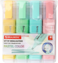 Набор текстовыделителей BRAUBERG Original Pastel, в ассортименте, 4шт, картинка