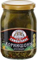 Корнишоны маринованные СКАТЕРТЬ-САМОБРАНКА Хрустящие, 350г, картинка
