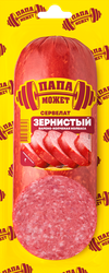 Колбаса варено-копченая ПАПА МОЖЕТ Сервелат Зернистый, 350г, вид