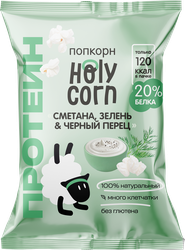 Попкорн HOLY CORN Кукуруза возд. с прот. Сметана зелень&черный перец, картинка