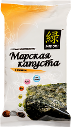 Морская капуста MIDORI сушеная, обжаренная в кунжутном масле со вкусом кимчи, 5г, фото