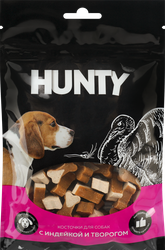 Лакомство для собак HUNTY Косточки мясные с индейкой и творогом, 70г, крупный план