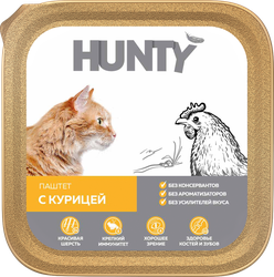 Корм консервированный для взрослых кошек HUNTY паштет с курицей, 100г, детальное фото