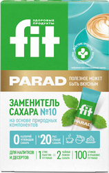 Заменитель сахара FITPARAD Стевия №10, в стиках, 100шт, крупный план