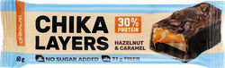 Батончик протеиновый CHIKALAB Chika Layers Лесной орех с карамелью, глазированный, 60г, вид