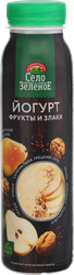 Йогурт питьевой СЕЛО ЗЕЛЁНОЕ Груша-злаки-семена льна-грецкий орех 2,5%, без змж, 260г, детальное фото