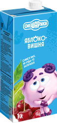 Нектар фруктово-ягодный СМЕШАРИКИ Вишня и яблоко, с 3 лет, 1л, детальное фото