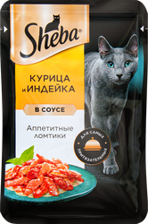 Корм консервированный для взрослых кошек SHEBA ломтики в соусе с курицей и индейкой, 75г, вид