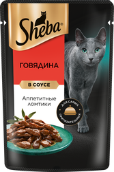 Корм консервированный для взрослых кошек SHEBA ломтики в соусе с говядиной, 75г, вид